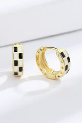 Gold Checkerboard Small Hoop Earrings - Femstylo