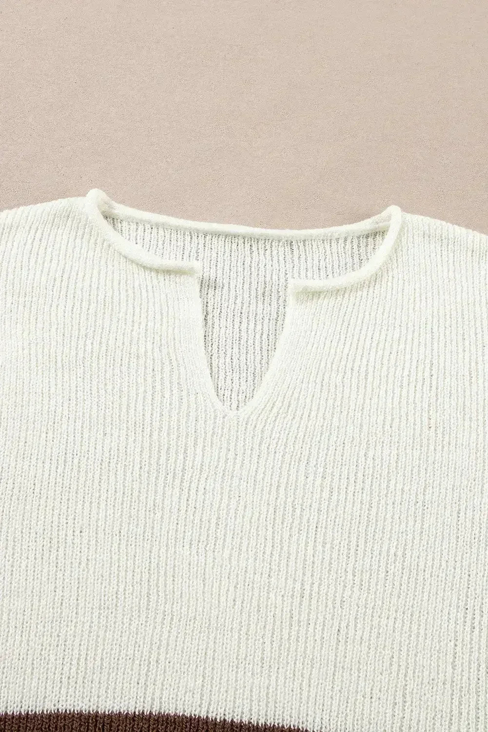 Brown Stripe Cropped Drop Sleeve Sweater - Femstylo