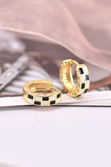 Gold Checkerboard Small Hoop Earrings - Femstylo