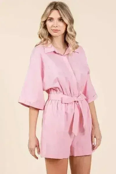Mittoshop Tie Waist Half Sleeve Romper - Femstylo