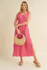 Aemi + Co Side Slit Round Neck Sleeveless Tank Dress - Femstylo