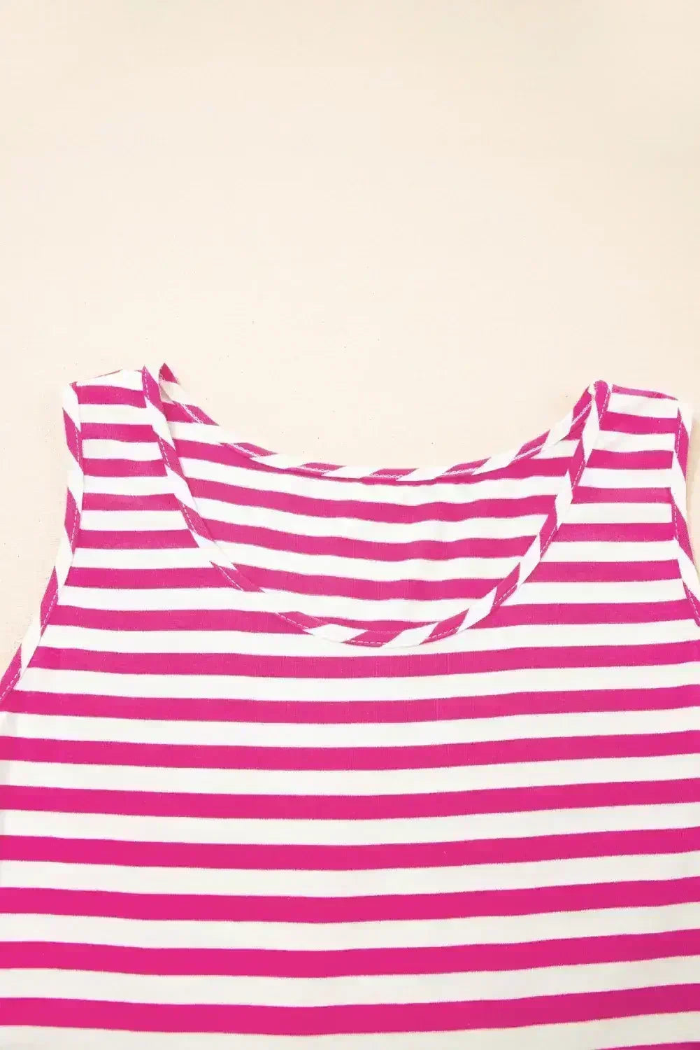 Black Stripe U Neck Sleeveless Loose Fit Mini Dress - Femstylo