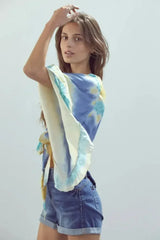 Bell-Sleeve Tie-Dye Crop Top – Flowy Sleeves & Stylish Design - Femstylo