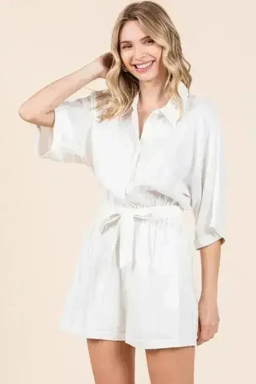 Mittoshop Tie Waist Half Sleeve Romper - Femstylo