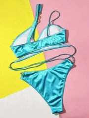 Chain Detail Crisscross Bikini Set - Femstylo