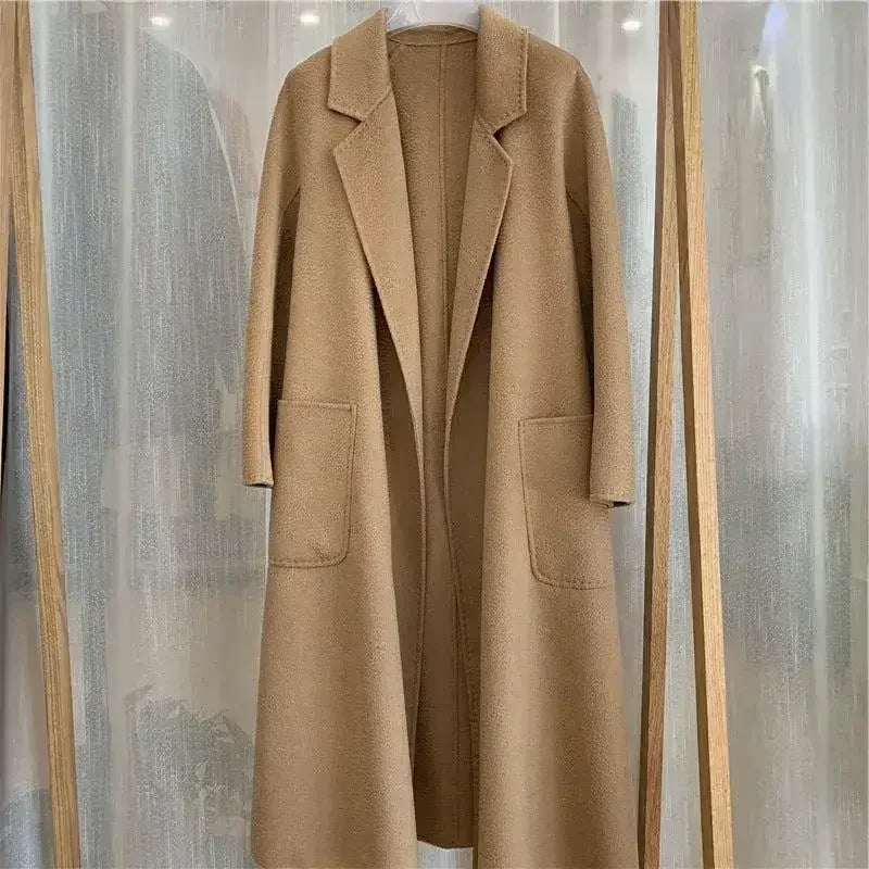 Water Ripple Cashmere Women's Long Reversible Coat – Luxury & - Femstylo