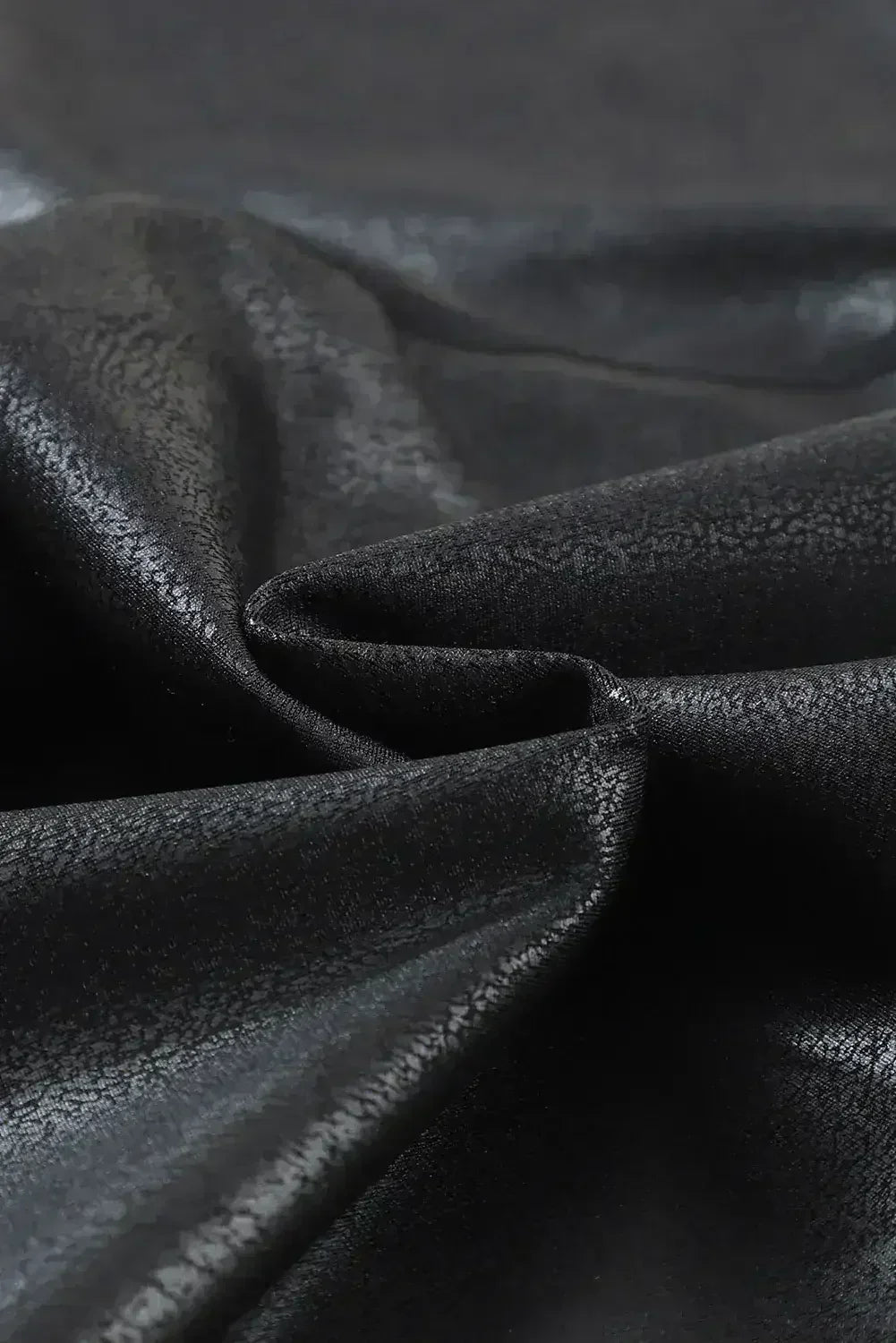 Black Crossed Dip Waist Sleek Leather Leggings - Femstylo