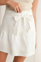 White Knot High Waist Casual Mini Skirt - Femstylo