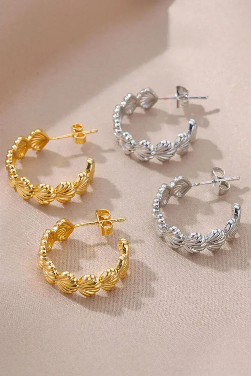 Gold Shell Hoop Alloy Earrings – Coastal Elegance | Femstylo