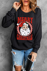 Black Santa Claus Merry Christmas Heat Transfer Printing Graphic Sweatshirt