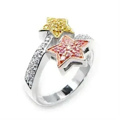 6X215 Tricolor 925 Sterling Silver Ring with AAA - Femstylo