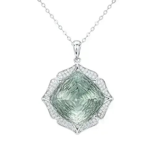 Luxury Sweater Chain Femininity S925 Silver Set Large Natural Green - Femstylo