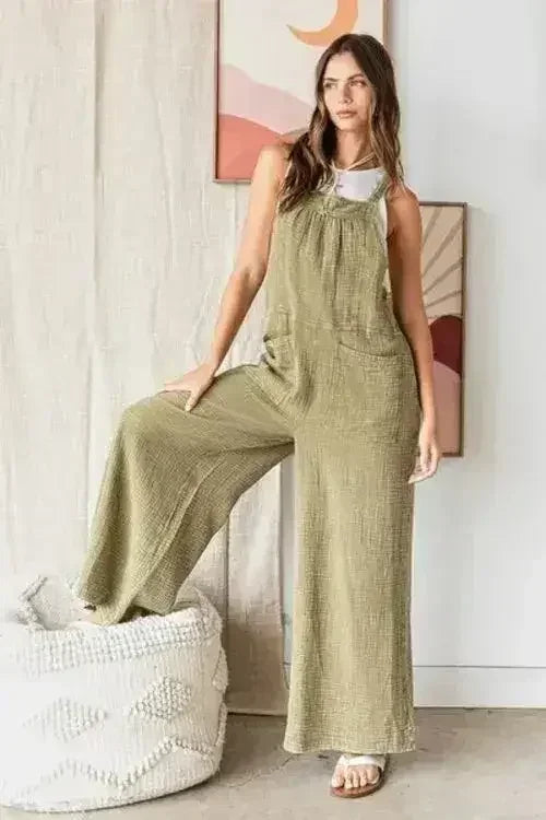 Mittoshop Textured Wide Leg Overalls - Femstylo