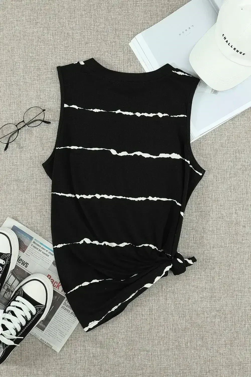 Apricot Allover Leopard Print Round Neck Tank Top - Femstylo