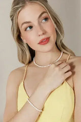 Small-sized natural pearl bracelet, necklace set - Femstylo