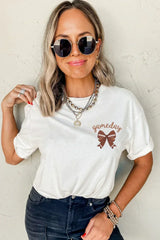 White game day Bow Graphic Crewneck Tee