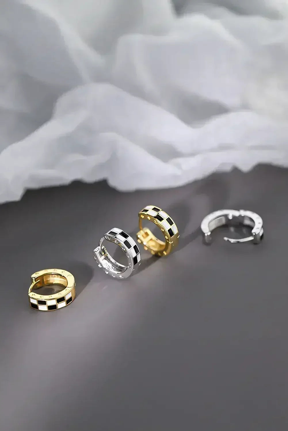 Gold Checkerboard Small Hoop Earrings - Femstylo