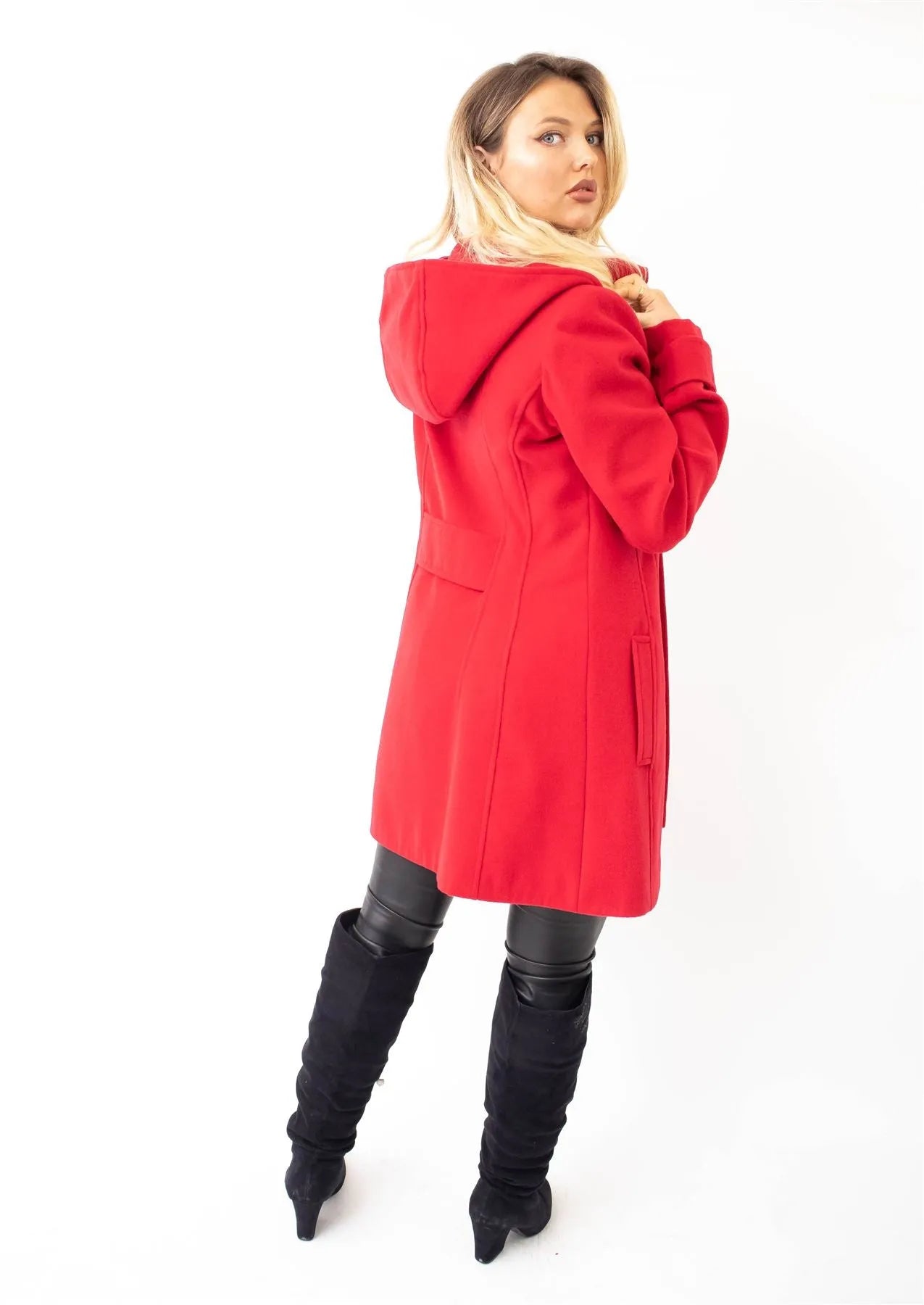 Wool Feel Double Breasted Hooded Coat