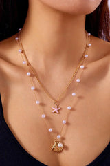 Gold Shell Starfish Pearl Double Layer Necklace – Femstylo