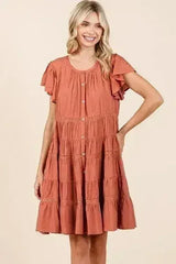 Mittoshop Lace Detail Ruffled Button Down Tiered Dress - Femstylo