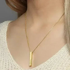 Personalized Mother Necklace, 4 Side Bar Necklace, Kids Names Necklace - Femstylo