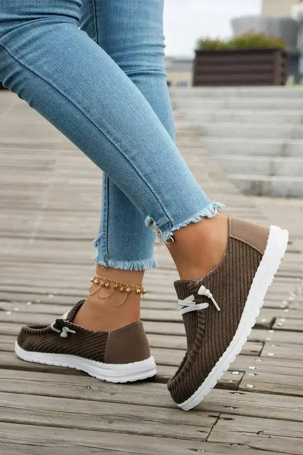 White Lace Up Casual Shoes - Femstylo