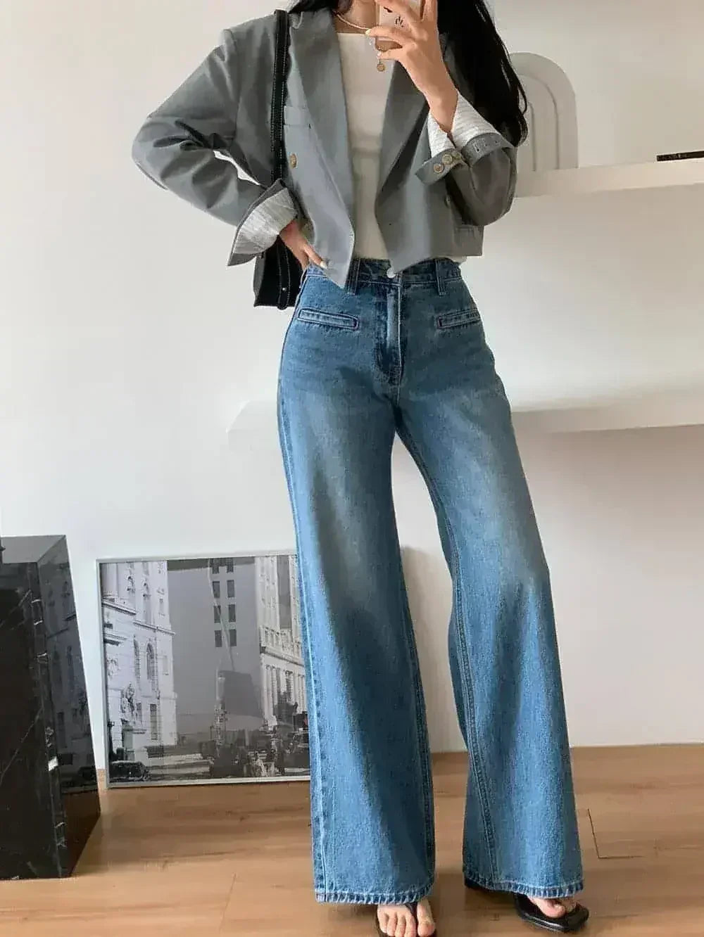 Retro High Waist Slimming Jeans Women - Femstylo
