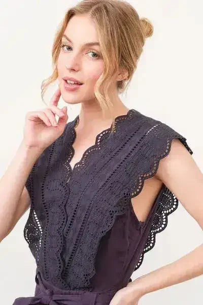And The Why Laced Surplice Tie Waist Jumpsuit - Femstylo