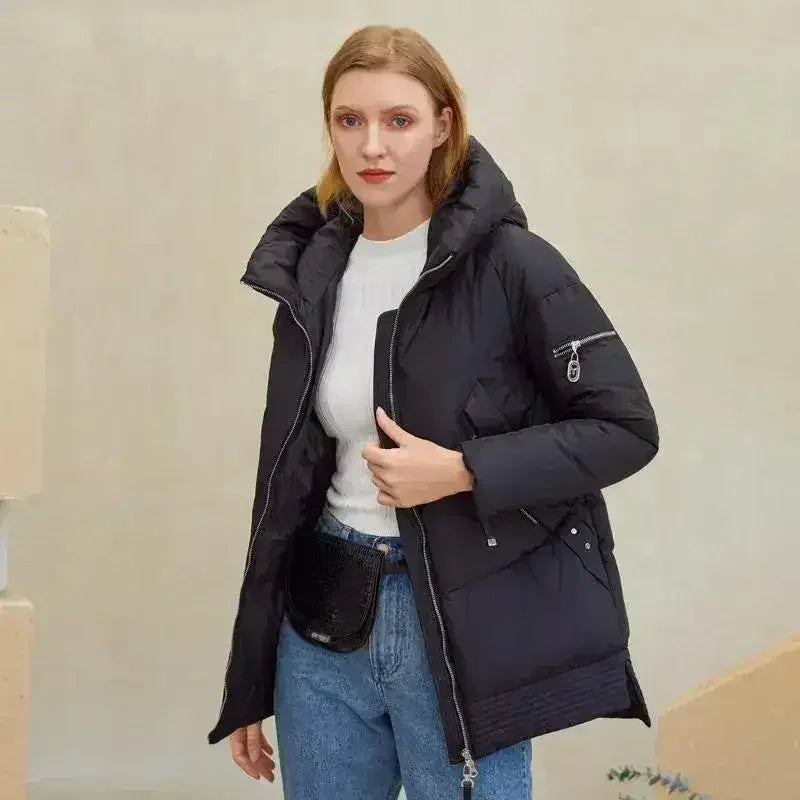 Casual hooded women winter coat parka Zipper pocket padded jacket coat - Femstylo