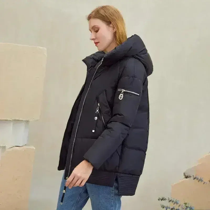 Casual hooded women winter coat parka Zipper pocket padded jacket coat - Femstylo