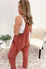 Gold Flame Solid Color Loose Fit Harem Jumpsuit - Femstylo