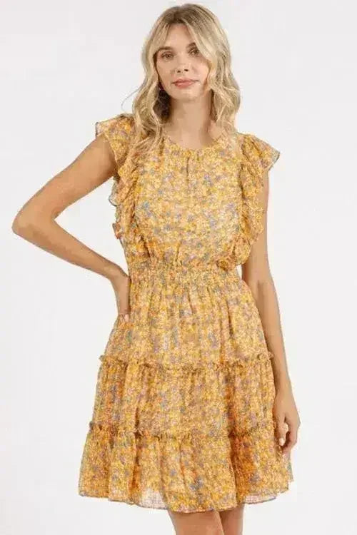Mittoshop Ditsy Floral Print Ruffle Chiffon Mini Dress - Femstylo