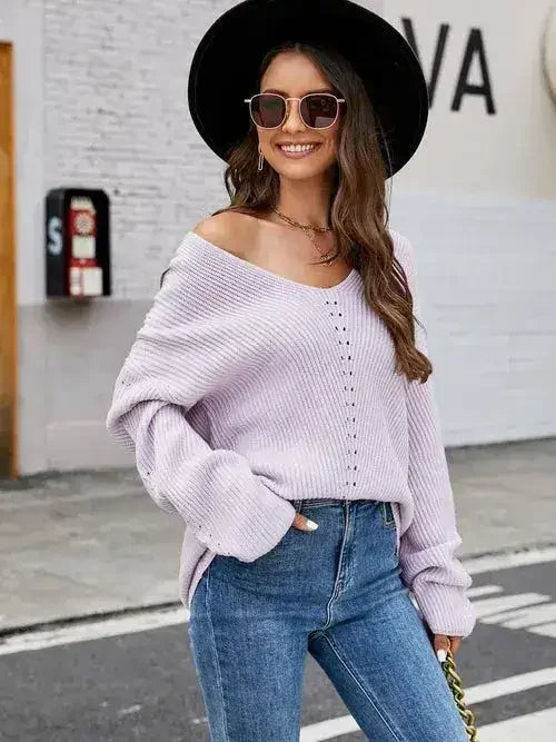 V-Neck Rib-Knit Top - Comfort Women's Shirt | Femstylo - Femstylo