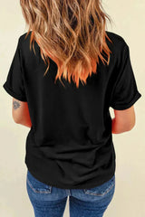 Letter Graphic T-Shirt - Comfort Cotton Blend Tee for Women - Femstylo