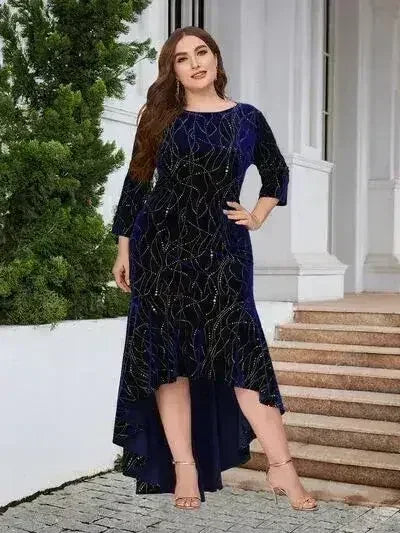 Plus Size Ruffle Hem High-Low Dress - Femstylo