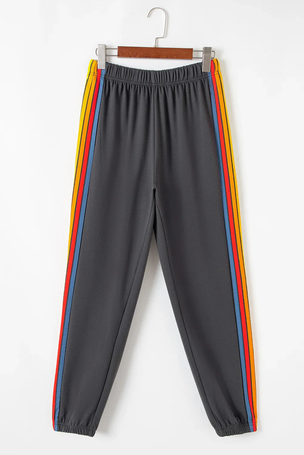 Dark Grey Rainbow Striped Jogger Sweatpants