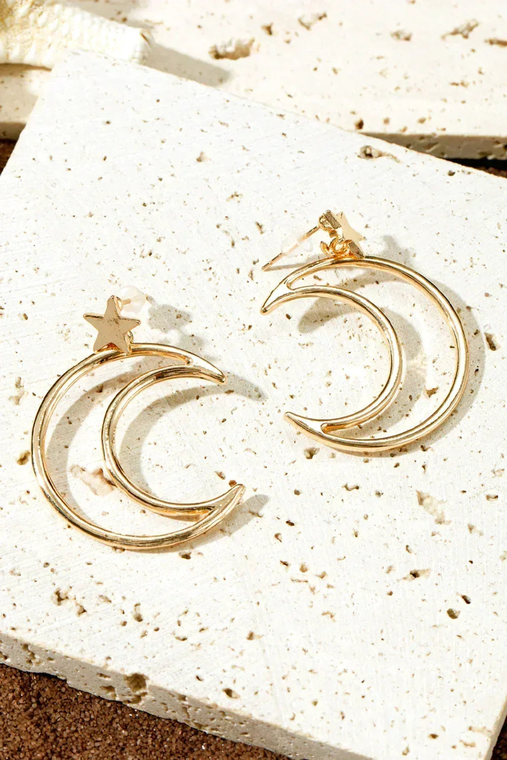 Gold Star & Moon Plated Alloy Earrings – Femstylo