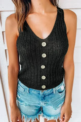 Buttoned Knit Tank - Femstylo