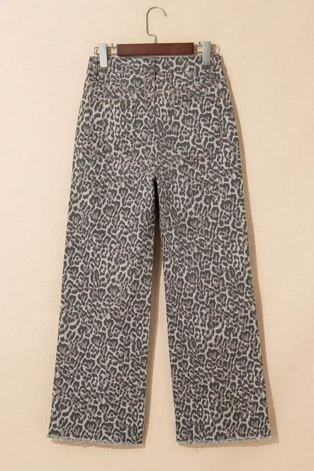 Brown Leopard High Waist Frayed Hem Jeans - Femstylo