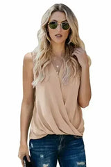 V Neck Draped Tank Top - Femstylo