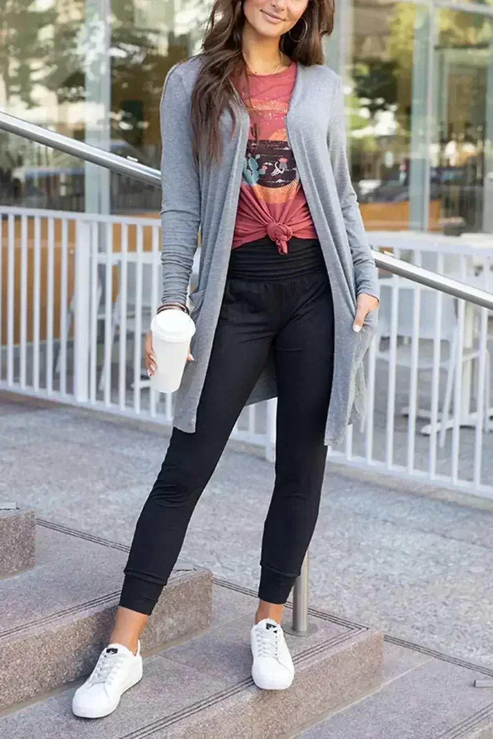 Black Pleated Casual Pocket High Waisted Leggings - Femstylo