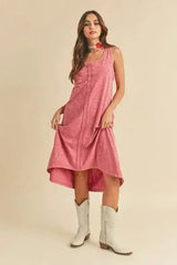Aemi + Co High-Low Hem Scoop Neck Midi Tank Dress - Femstylo