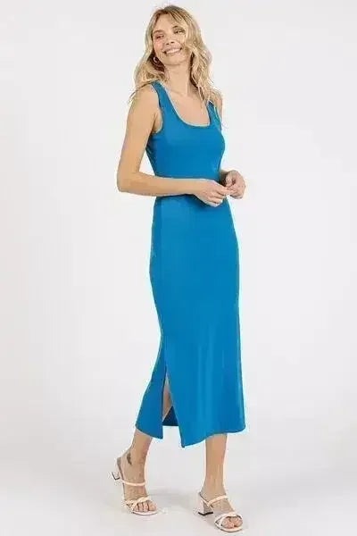 Mittoshop Side Slit Wide Strap Midi Tank Dress - Femstylo