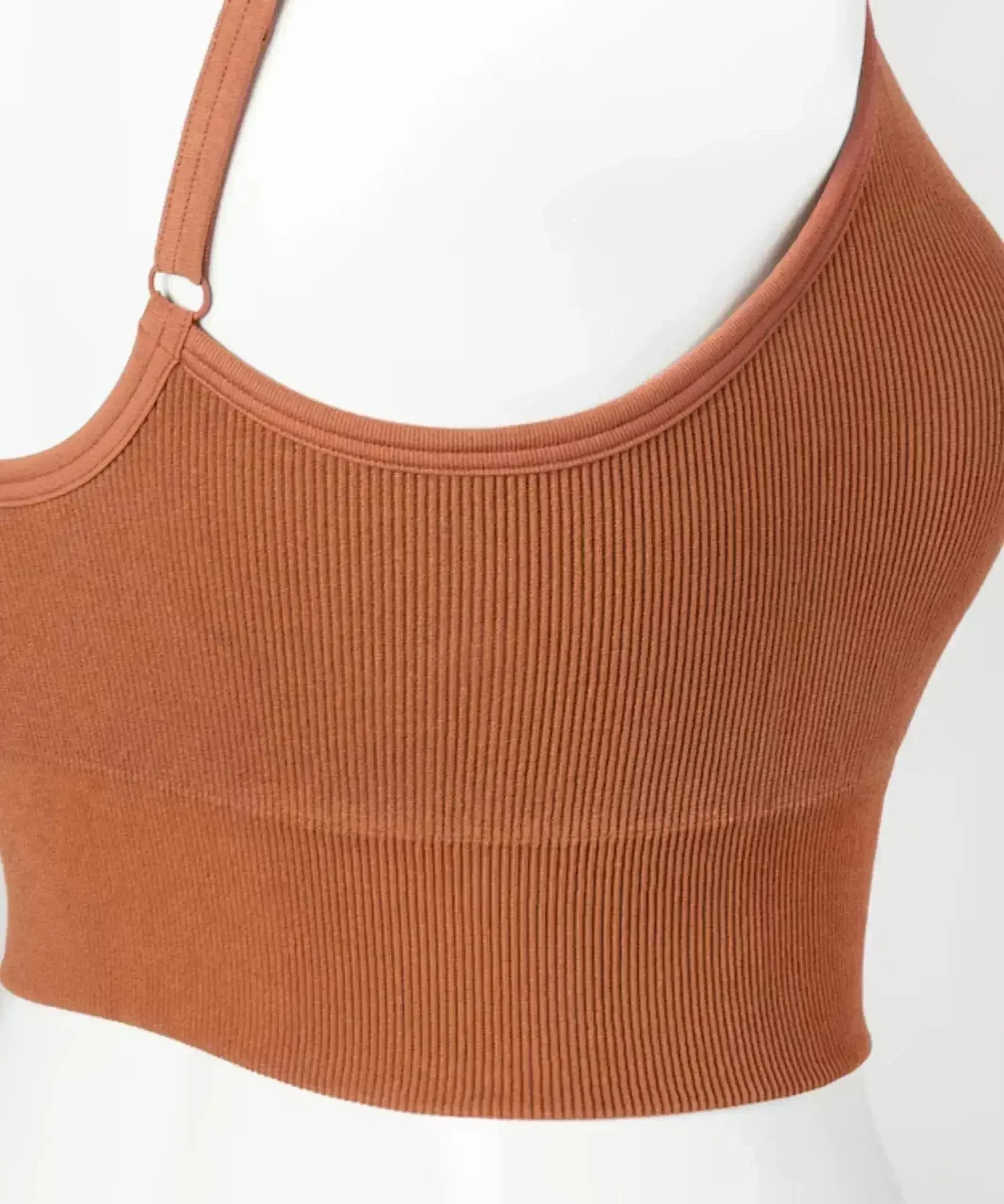 Isadora Paccini Ribbed Crop Top - Sleeveless Scoop Neck - Femstylo