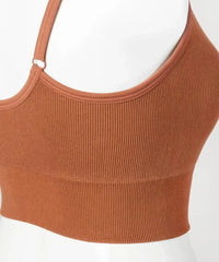 Isadora Paccini Ribbed Crop Top - Sleeveless Scoop Neck - Femstylo