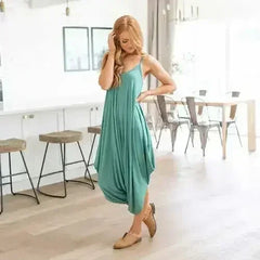 Sleeveless Loose Fit Romper With Spaghetti Straps - Femstylo