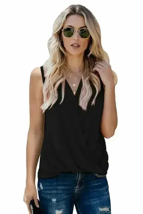 V Neck Draped Tank Top - Femstylo