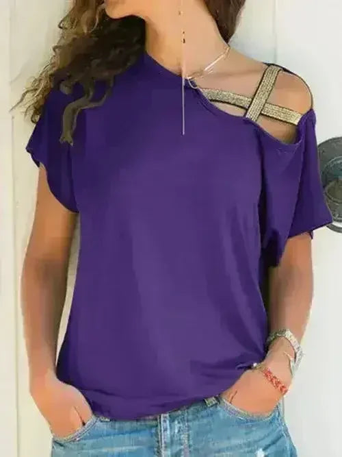 Asymmetrical Neck T-Shirt – Modern Basic with Edge - Femstylo