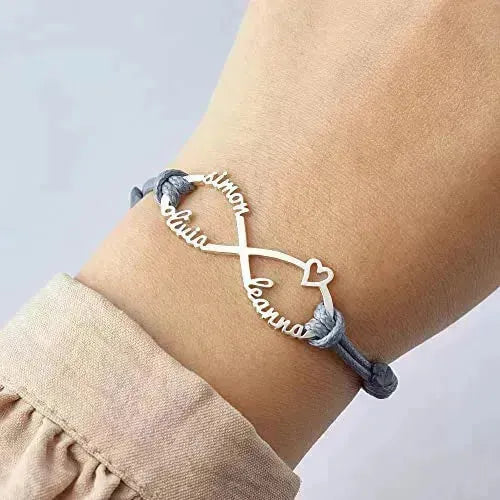 Custom Name Infinity Bracelet | Sterling Silver Mom Jewelry
