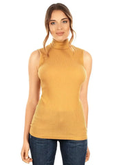 EGI Exclusive Collections Merino Wool Blend Mock Neck Sleeveless Top. - Femstylo